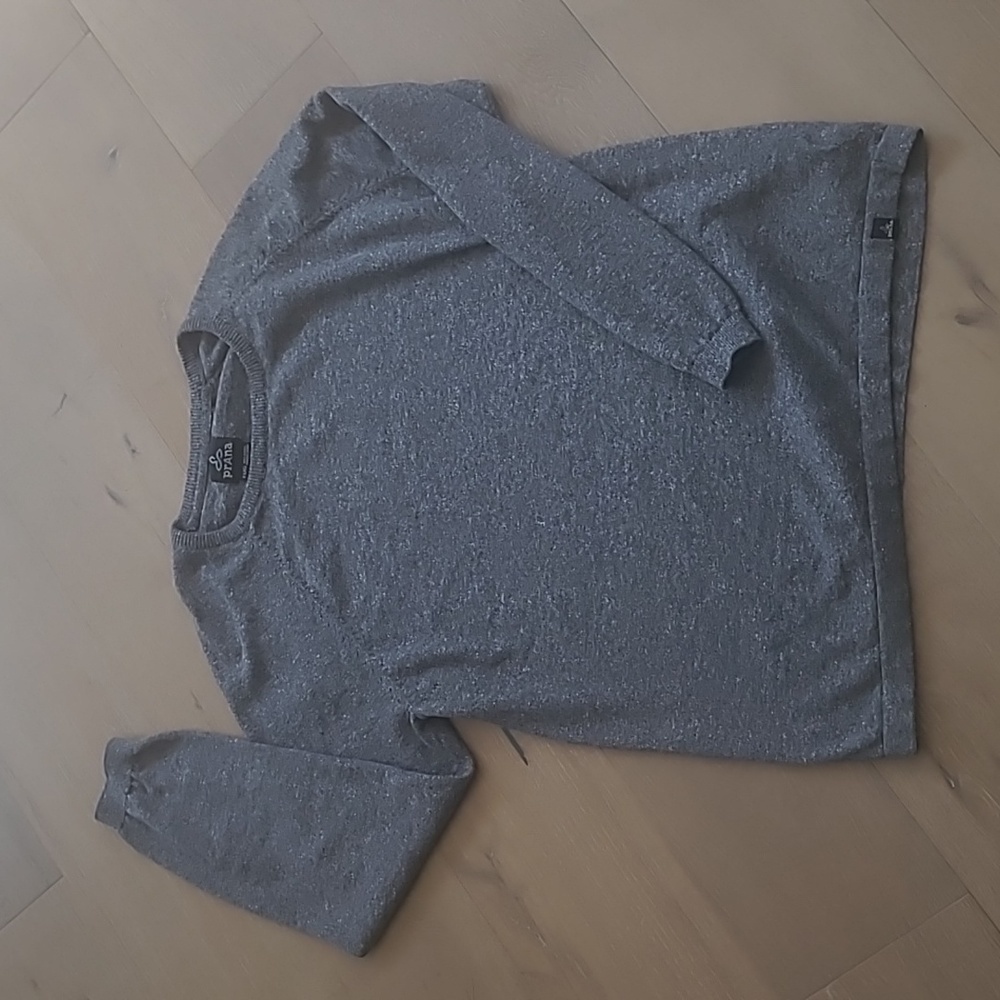 Prana Sweater Men's sz XL Breathe Heather Grey Crewneck Athleisure/Active Shirt